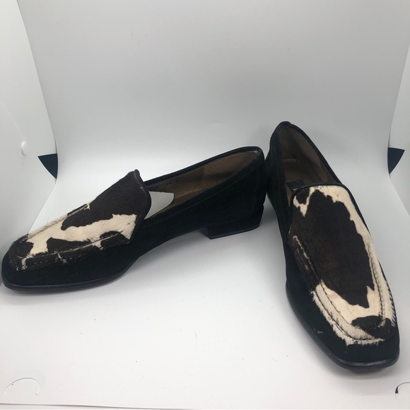 EUC Stuart Weitzman black Cow Print Loafers Black - Picture 3 of 3